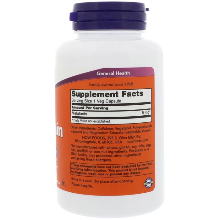 Аминокислота Now Foods Мелатонин, Melatonin, 5мг, 180 капсул (NOW-03556) изображение 2