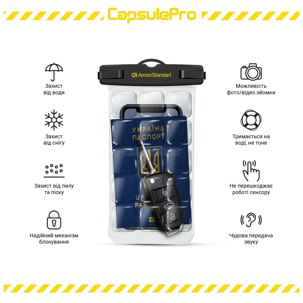 Чехол для мобильного телефона Armorstandart CapsulePro Waterproof Floating Case Black (ARM59232) изображение 5