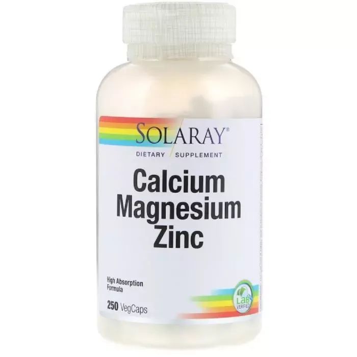 Минералы Solaray Кальций Магний Цинк, Calcium Magnesium Zinc, 250 капсул (SOR-04561)