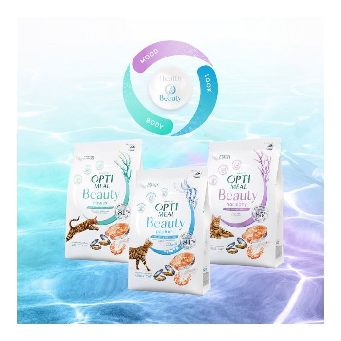 Сухой корм для кошек Optimeal Beauty Fitness беззерновой на основе морепродуктов 4 кг (4820215366045) изображение 9