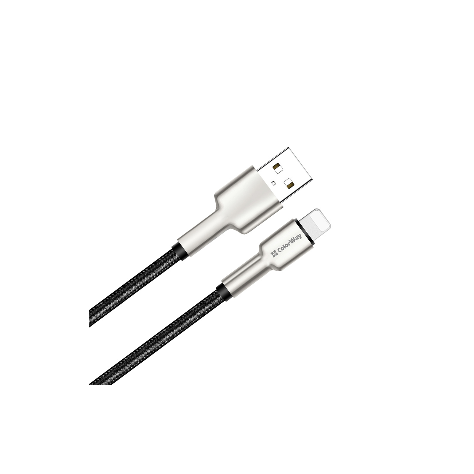 Дата кабель USB 2.0 AM to Lightning 1.0m head metal black ColorWay (CW-CBUL046-BK) зображення 2