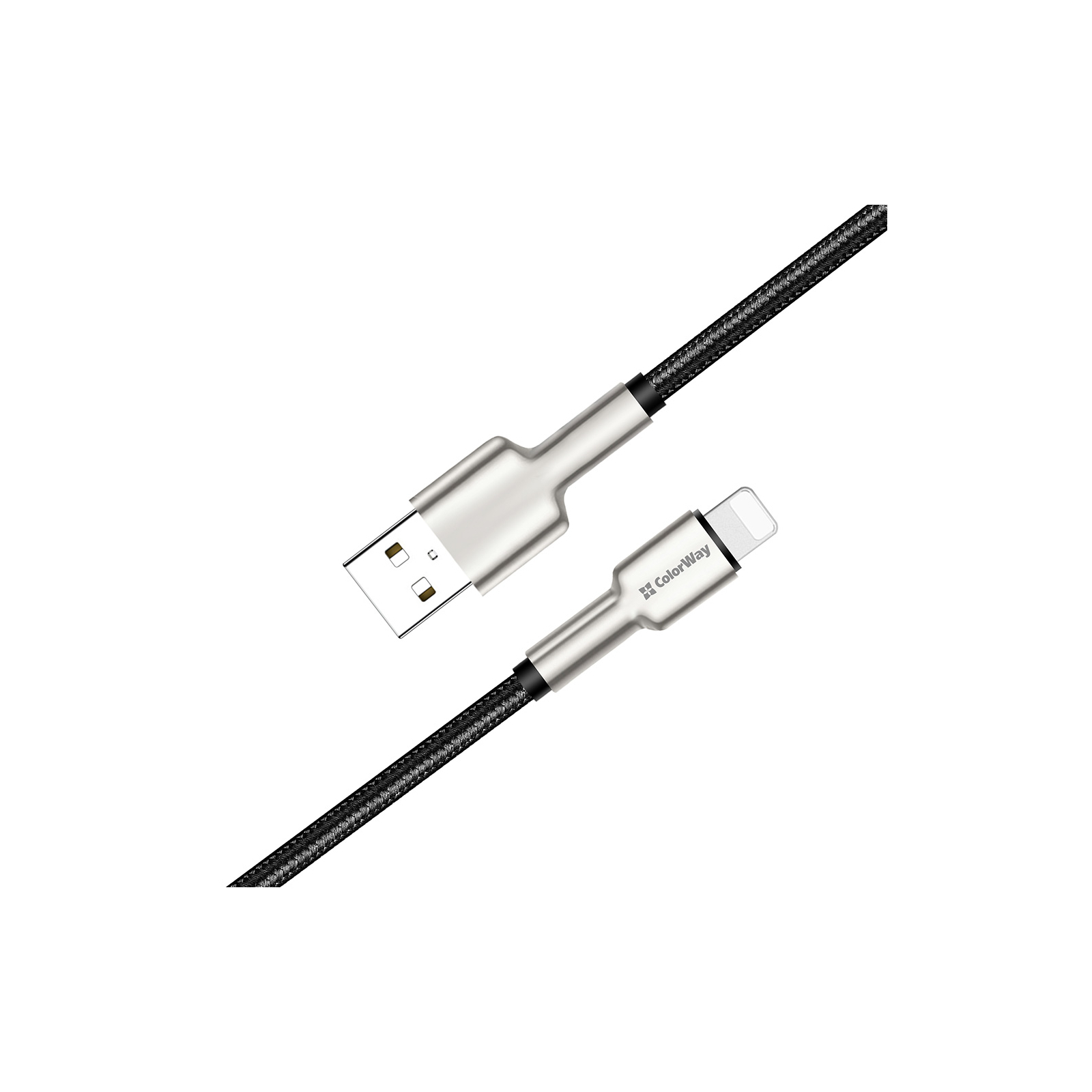 Дата кабель USB 2.0 AM to Lightning 1.0m head metal black ColorWay (CW-CBUL046-BK) зображення 3