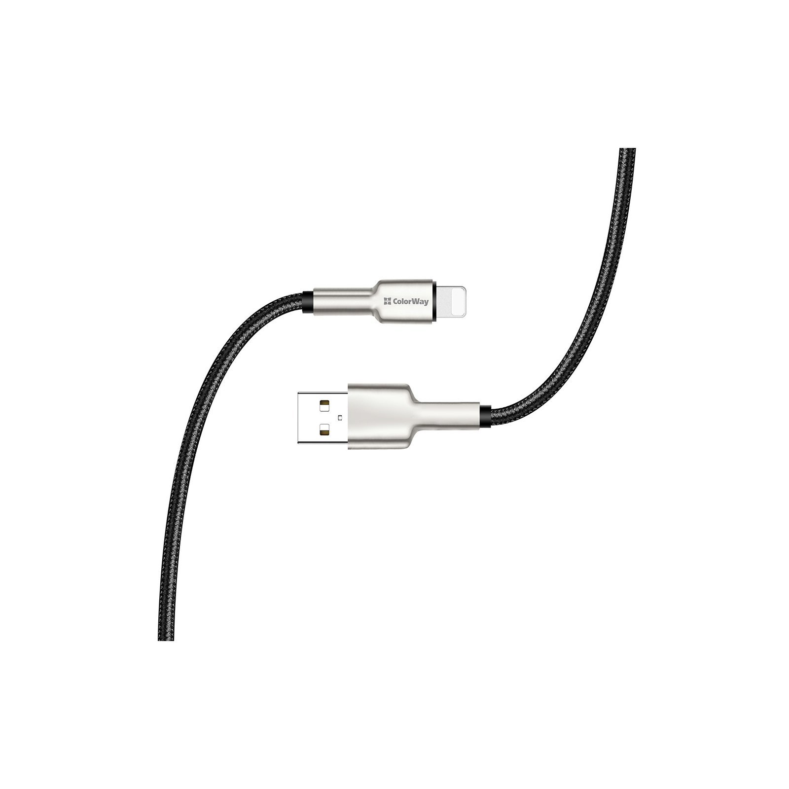 Дата кабель USB 2.0 AM to Lightning 1.0m head metal black ColorWay (CW-CBUL046-BK) изображение 6