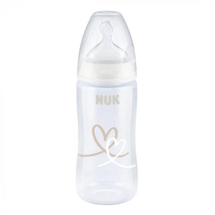 Пляшечка для годування Nuk First Choice Plus Серця 300 мл Бежева (3952398)