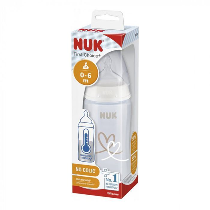 Пляшечка для годування Nuk First Choice Plus Серця 300 мл Бежева (3952398) зображення 2