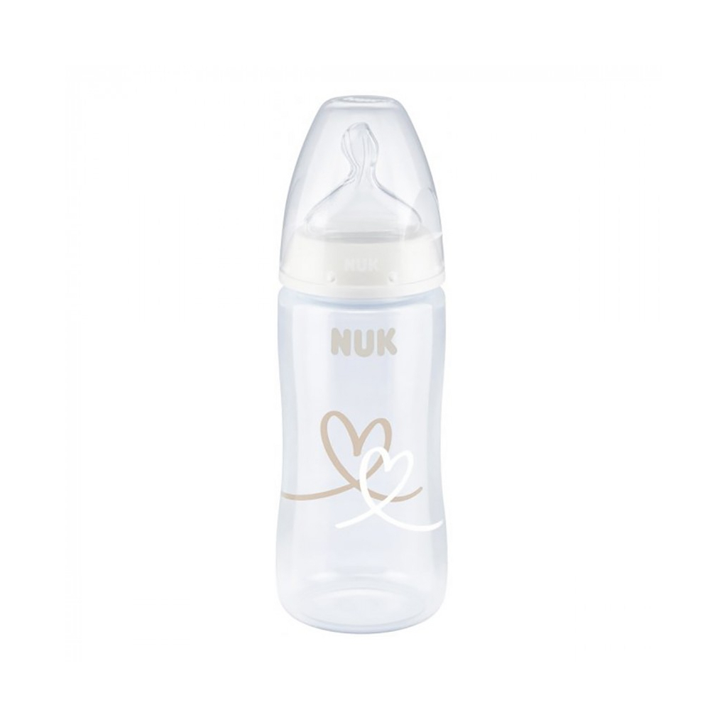 Пляшечка для годування Nuk First Choice Plus Серця 300 мл Бежева (3952398)