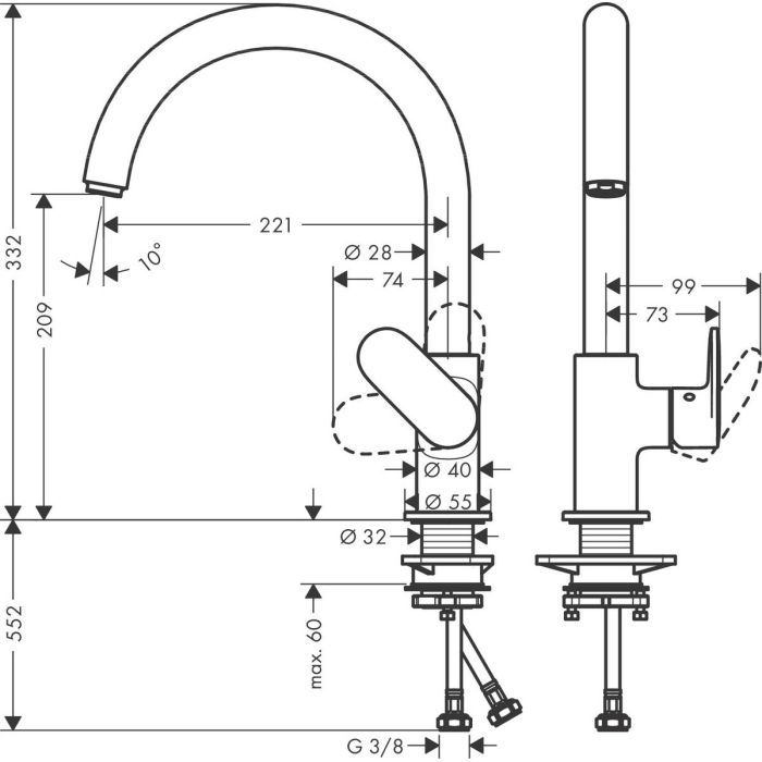 Смеситель Hansgrohe Vernis Blend M35 (71870670)