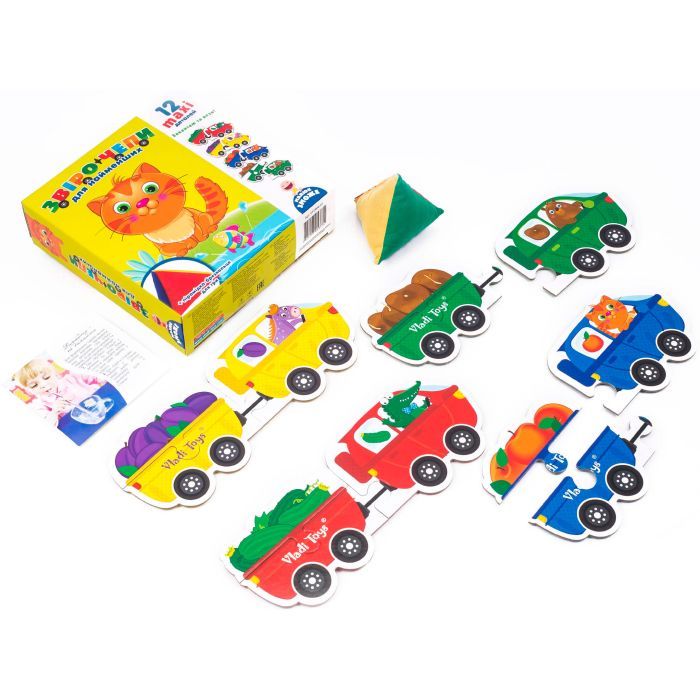 Развивающая игрушка Vladi Toys Игра с мягкой пирамидкой Звероцепы для самых маленьких (укр) (VT2906-01) изображение 3