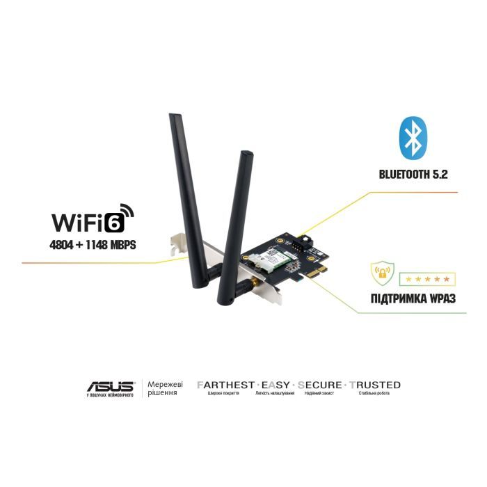 Мережева карта Wi-Fi ASUS PCE-AX1800 зображення 6