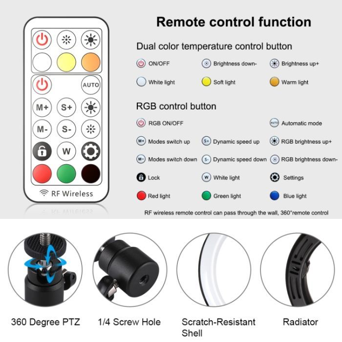 Набор блогера Puluz Ring USB LED lamp PKT3082B 10" + table stand (PKT3082B) изображение 2