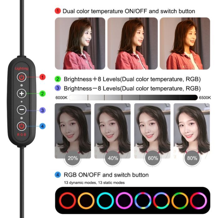 Набор блогера Puluz Ring USB LED lamp PKT3082B 10" + table stand (PKT3082B) изображение 3