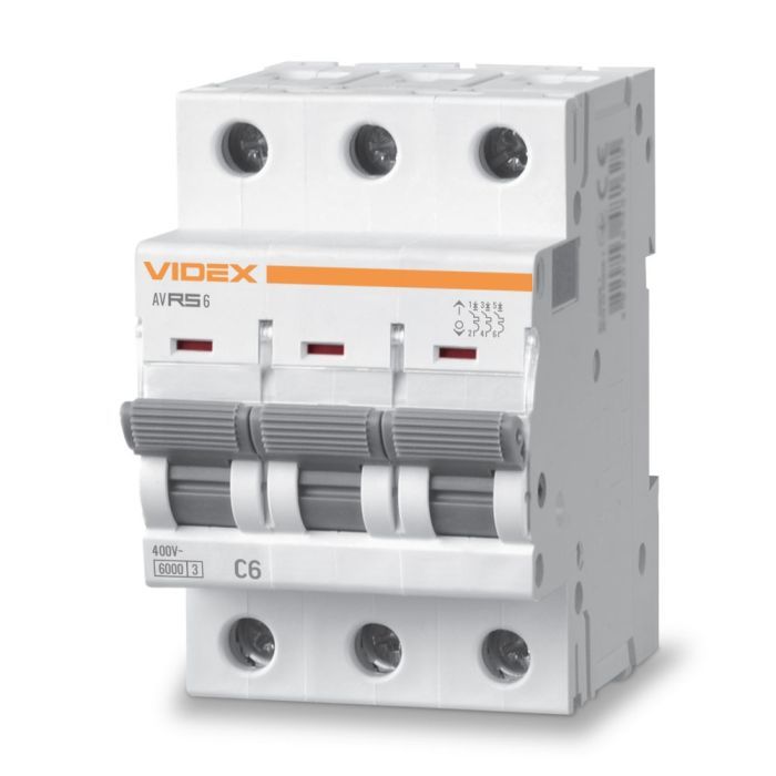 Автоматический выключатель Videx RS6 RESIST 3п 6А 6кА С (VF-RS6-AV3C06)