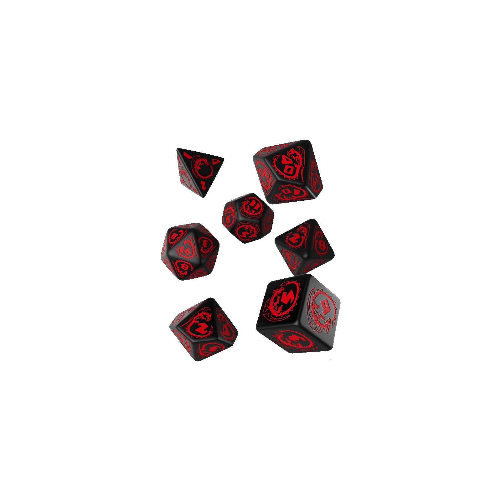 Набор кубиков для настольных игр Q-Workshop Dragons Black red Dice Set (7 шт) (SDRA06)