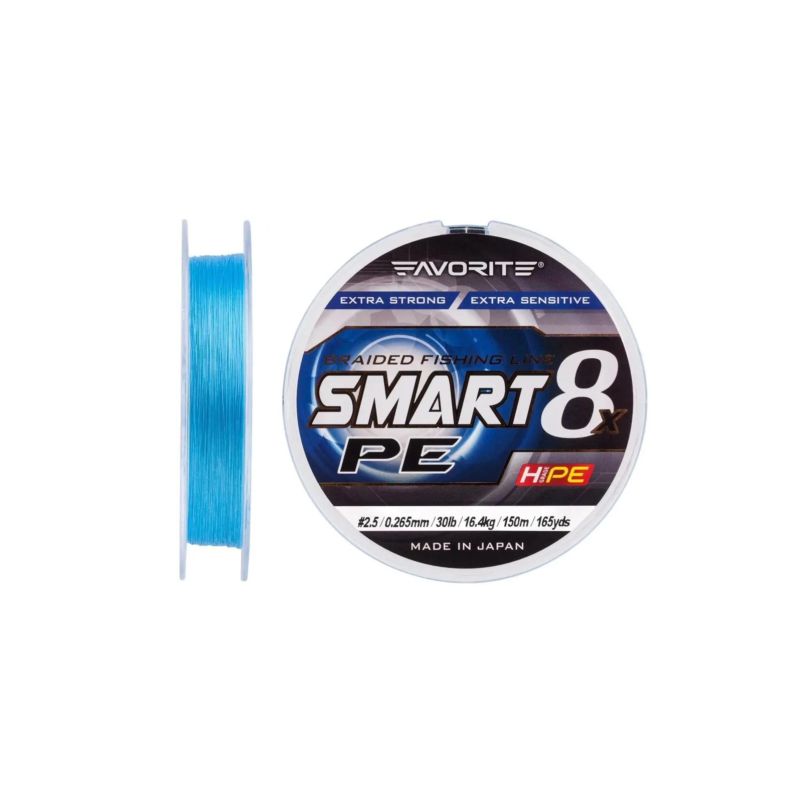 Шнур Favorite Smart PE 8x 150м 2.5/0.265mm 30lb/16.4kg Sky Blue (1693.10.77) изображение 2