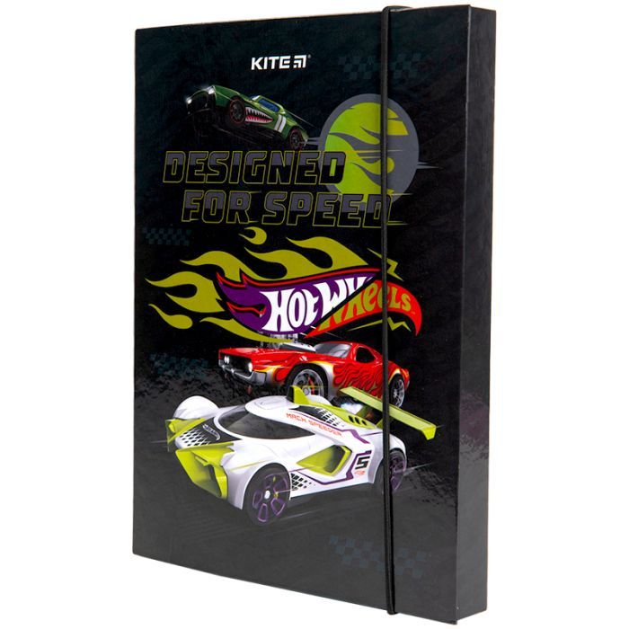 Папка для тетрадей Kite В5 на резинке Hot Wheels, картон (HW23-210)