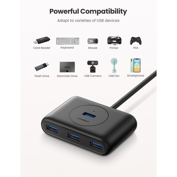 Концентратор Ugreen CR113 4-port 0.5m USB3.0 active (20290) зображення 2