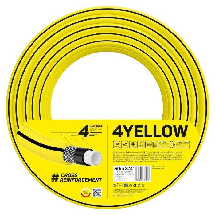 Шланг для поливу Cellfast 4YELLOW 3/4" 50м, 4 шари, до 20 Бар, -10…+50°C (10-522)