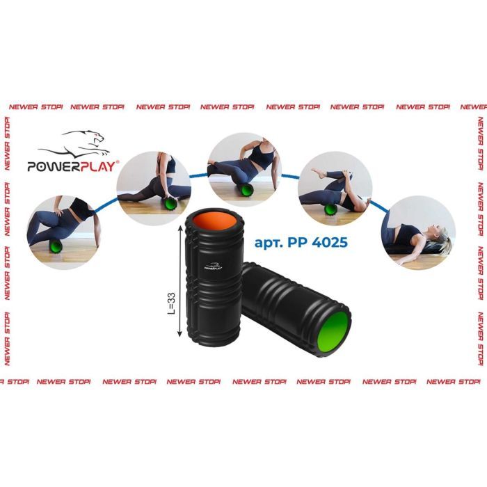 Масажний ролик PowerPlay 4025 Massage Roller 33x14см Синій (PP_4025_Blue) зображення 2