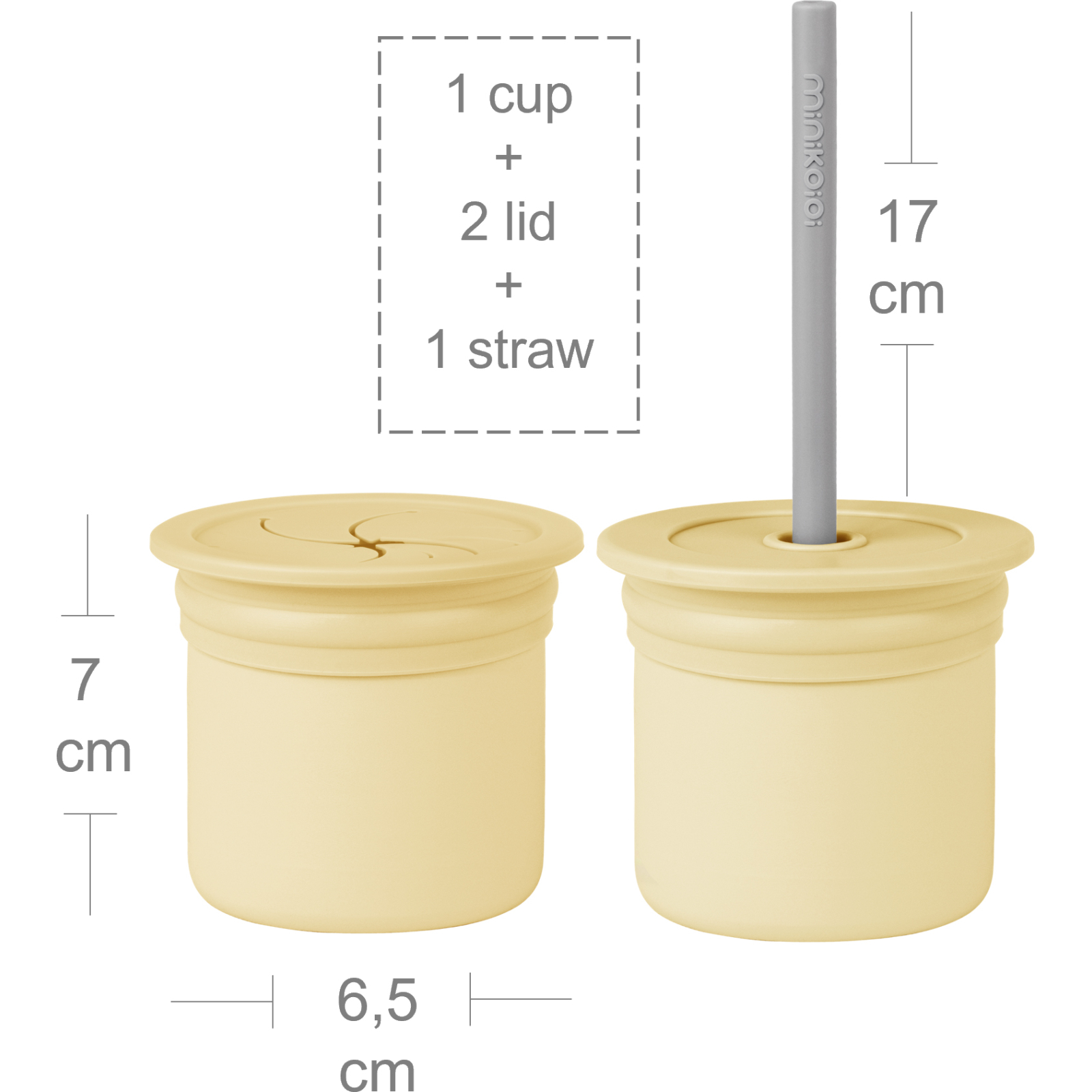 Поїльник-непроливайка MinikOiOi Sip+Snack (Mellow Yellow/Powder Grey) (101100103) зображення 2