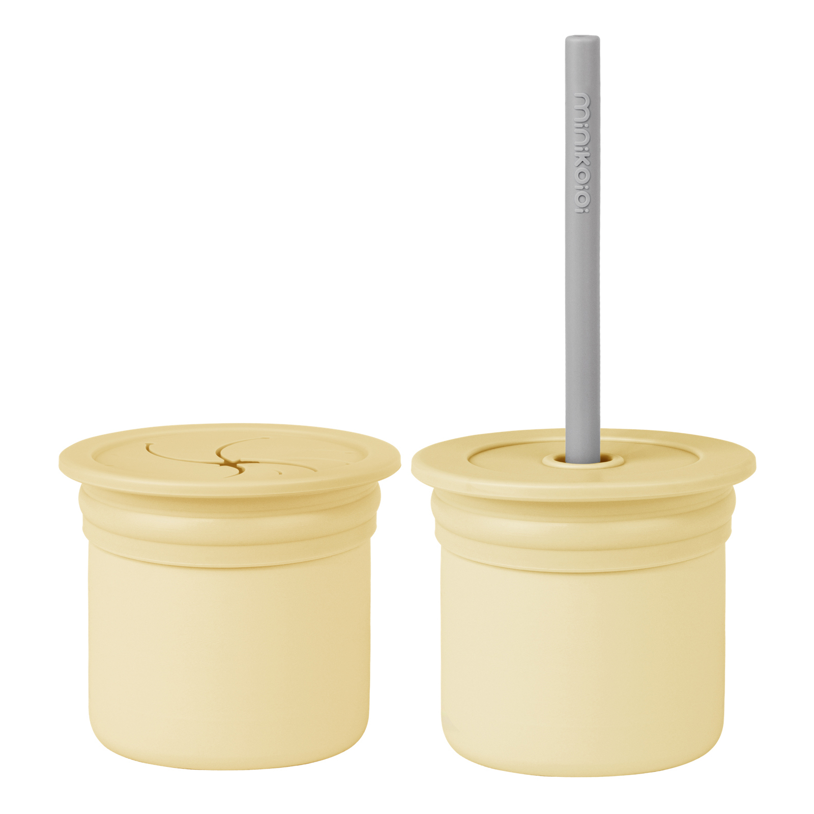 Поїльник-непроливайка MinikOiOi Sip+Snack (Mellow Yellow/Powder Grey) (101100103)