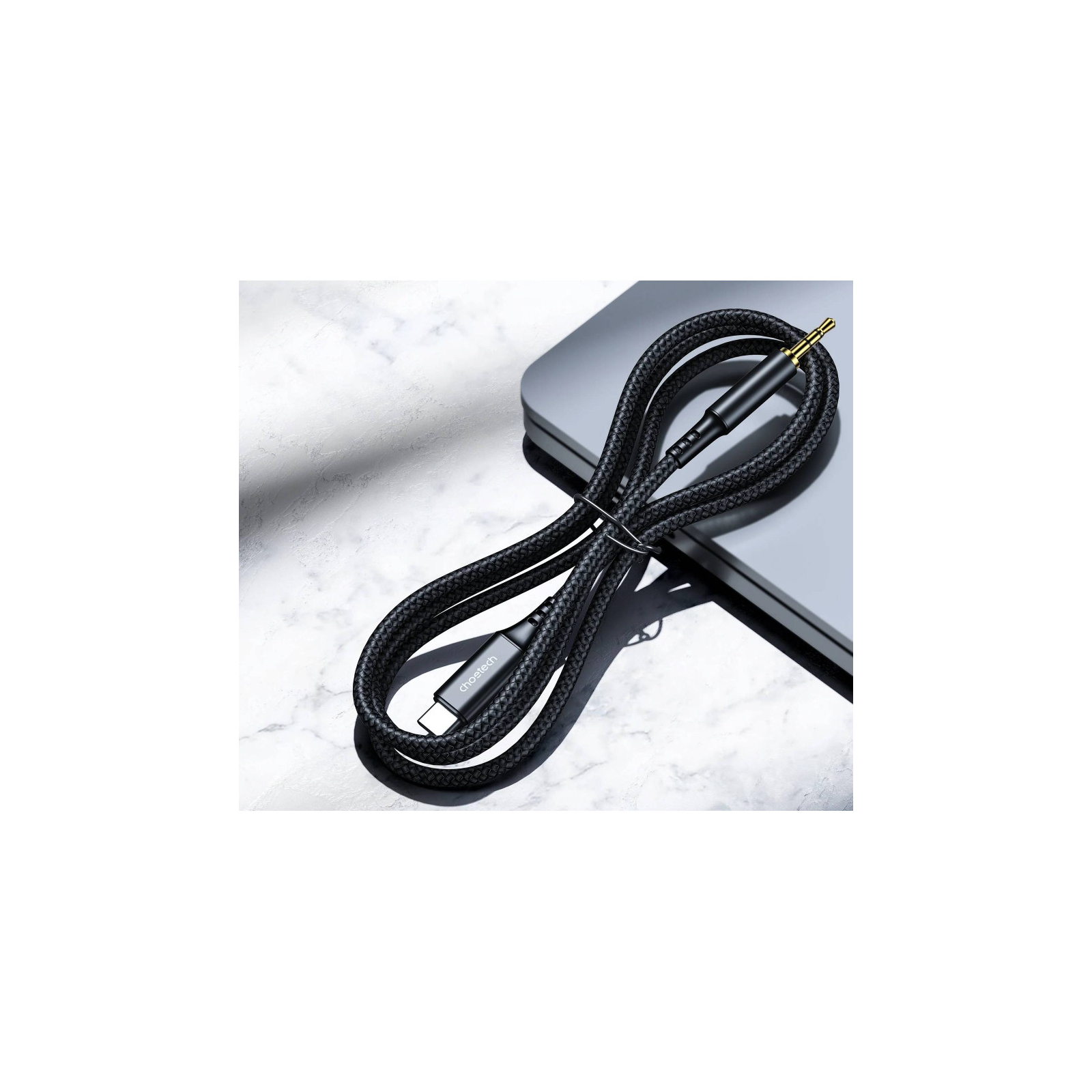 Кабель мультимедійний AUX USB-C to TRS Audio 3.5mm M/M DAC Chip 96kHz 1.0m black Choetech (AUX006) зображення 2