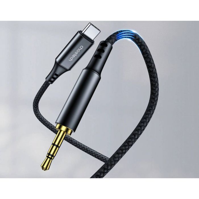 Кабель мультимедийный AUX USB-C to TRS Audio 3.5mm M/M DAC Chip 96kHz 1.0m black Choetech (AUX006) изображение 3