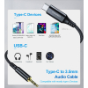 Кабель мультимедийный AUX USB-C to TRS Audio 3.5mm M/M DAC Chip 96kHz 1.0m black Choetech (AUX006) изображение 5