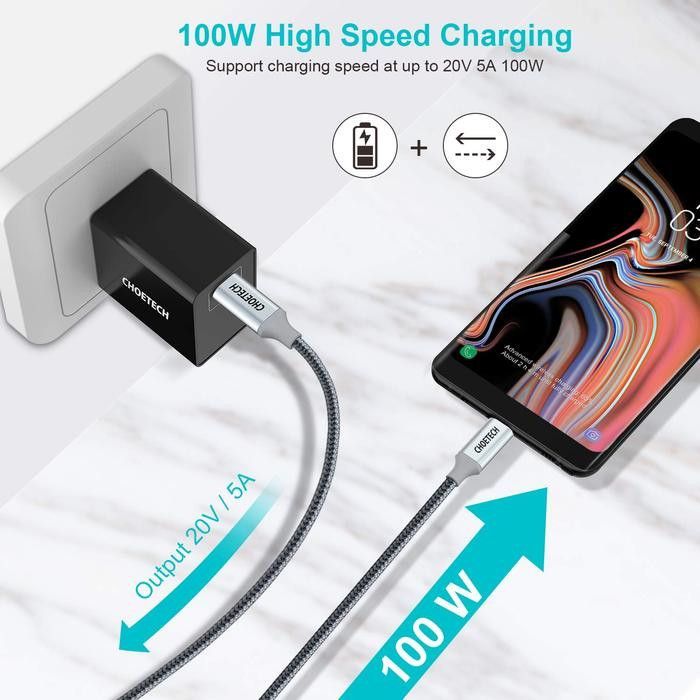 Дата кабель USB-C to USB-C 1.8m USB 3.1 PD100W Choetech (XCC-1002) зображення 3