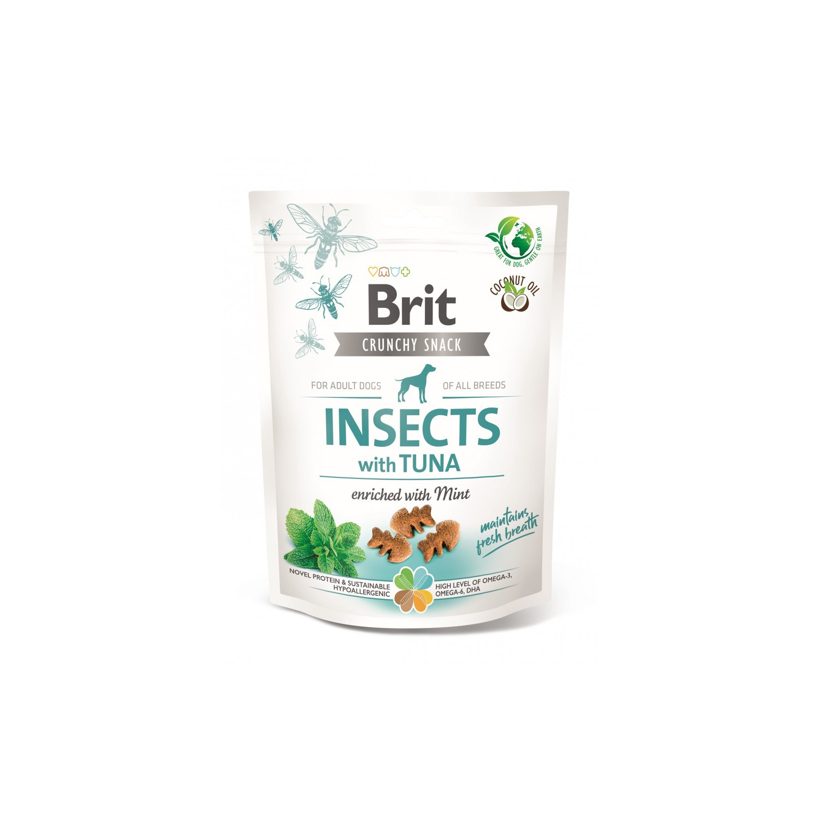 Ласощі для собак Brit Care Dog Crunchy Cracker Insects комахи, тунець, м'ята 200 г (8595602551507)