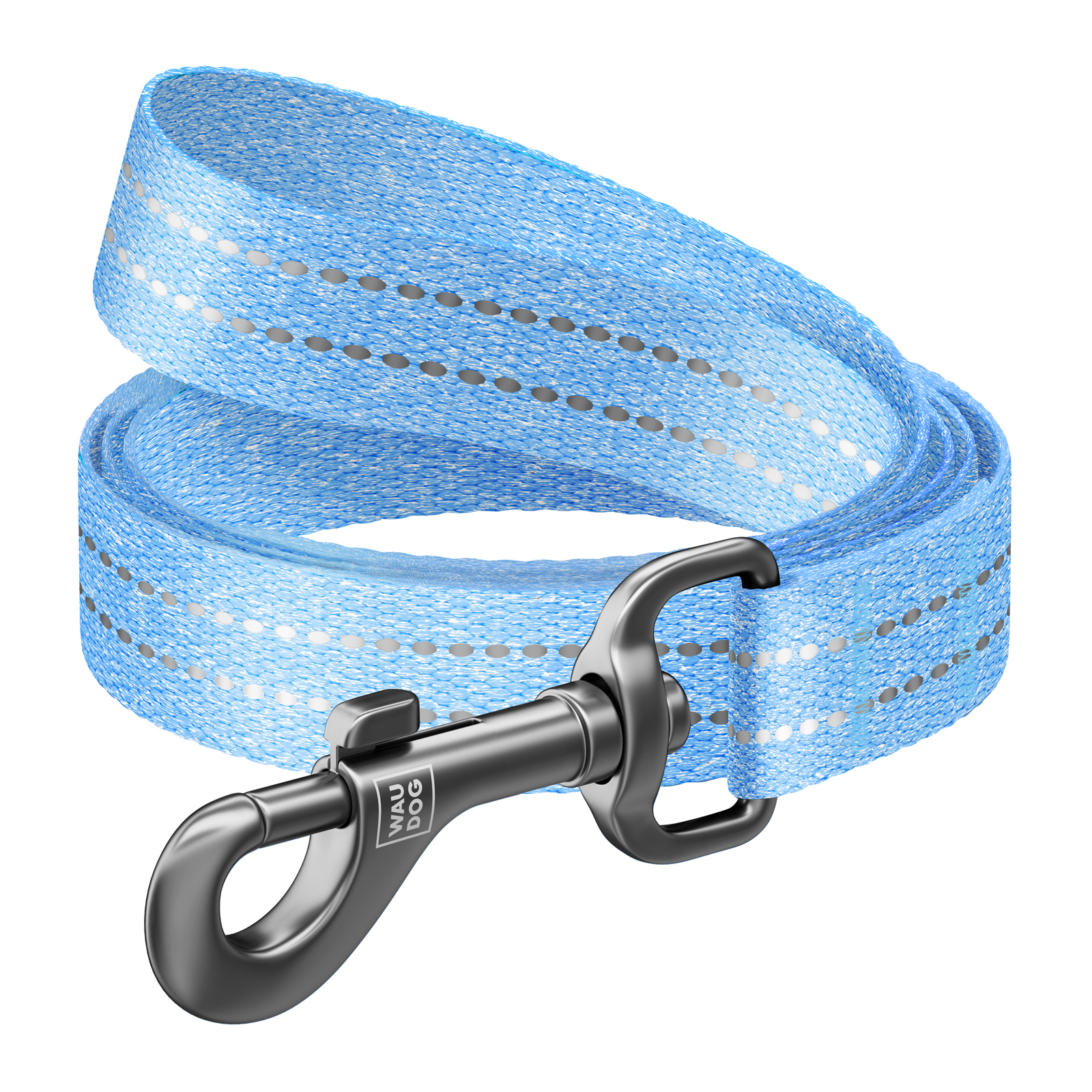 Поводок для собак WAUDOG Re-cotton светоотражающий S Ш 15 мм Д 300 см голубой (03082)