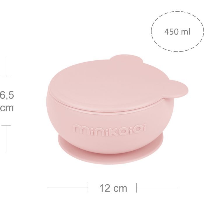 Тарілка дитяча MinikOiOi Bowly глибока з кришкою на присосці Pinky Pink (101080002) зображення 3