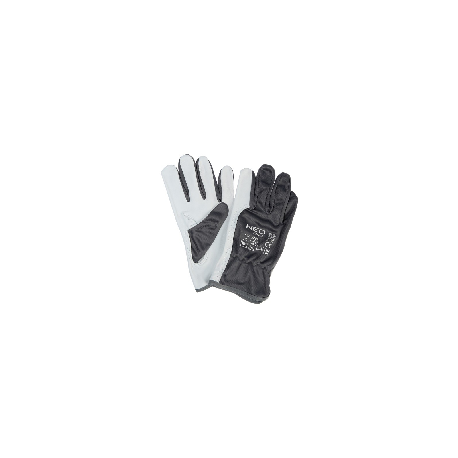 Захисні рукавиці Neo Tools козяча шкіра, фіксація зап’ястя, р.8, чорно-білий (97-655-8) зображення 2