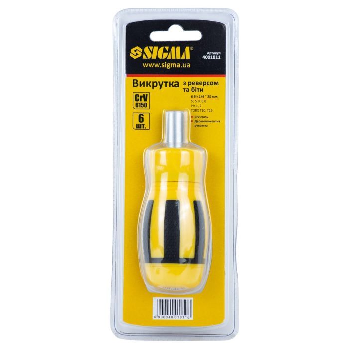 Набор отверток Sigma с реверсом MINI c битами 6шт CrV (4001811) изображение 8