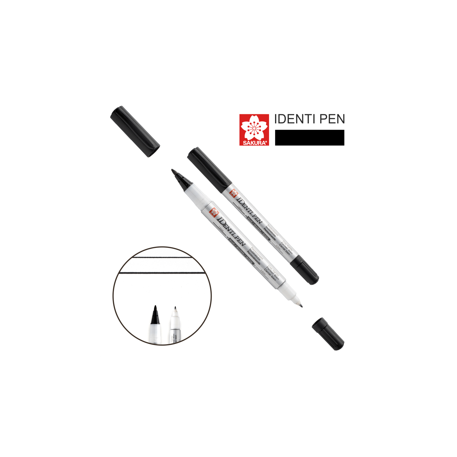 Маркер Sakura перманентный IDENTI PEN, двухсторонний, 0,4/1 мм, Черный (084511362581)