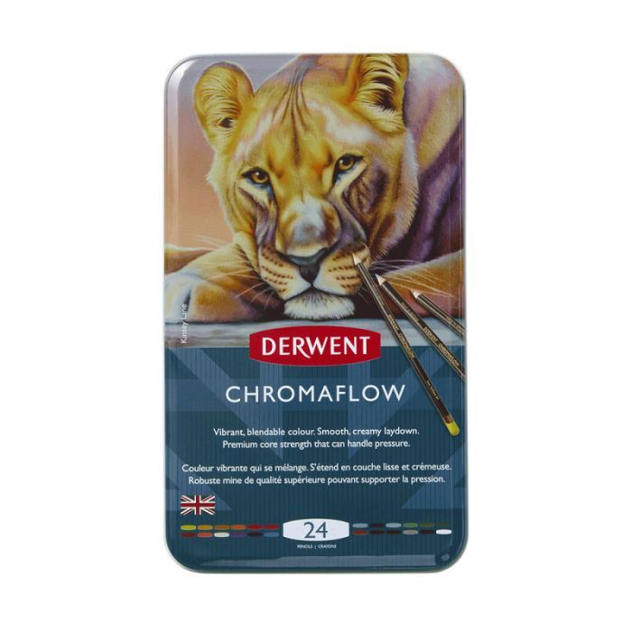 Карандаши цветные Derwent Chromaflow 24 цв. в металлическом пенале (5028252616133)