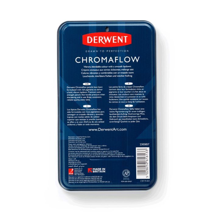 Карандаши цветные Derwent Chromaflow 24 цв. в металлическом пенале (5028252616133) изображение 5