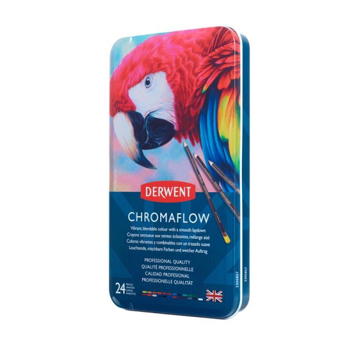 Карандаши цветные Derwent Chromaflow 24 цв. в металлическом пенале (5028252616133) изображение 6