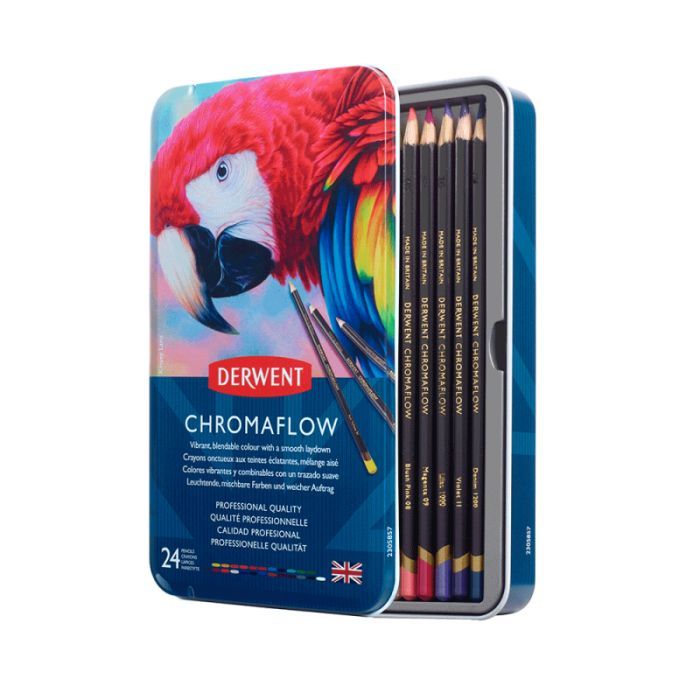 Карандаши цветные Derwent Chromaflow 24 цв. в металлическом пенале (5028252616133) изображение 7