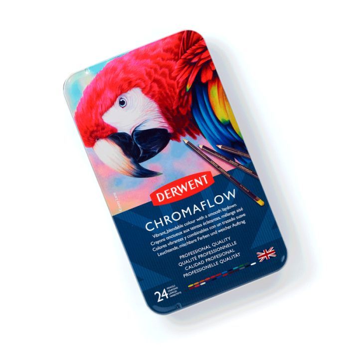 Карандаши цветные Derwent Chromaflow 24 цв. в металлическом пенале (5028252616133) изображение 8