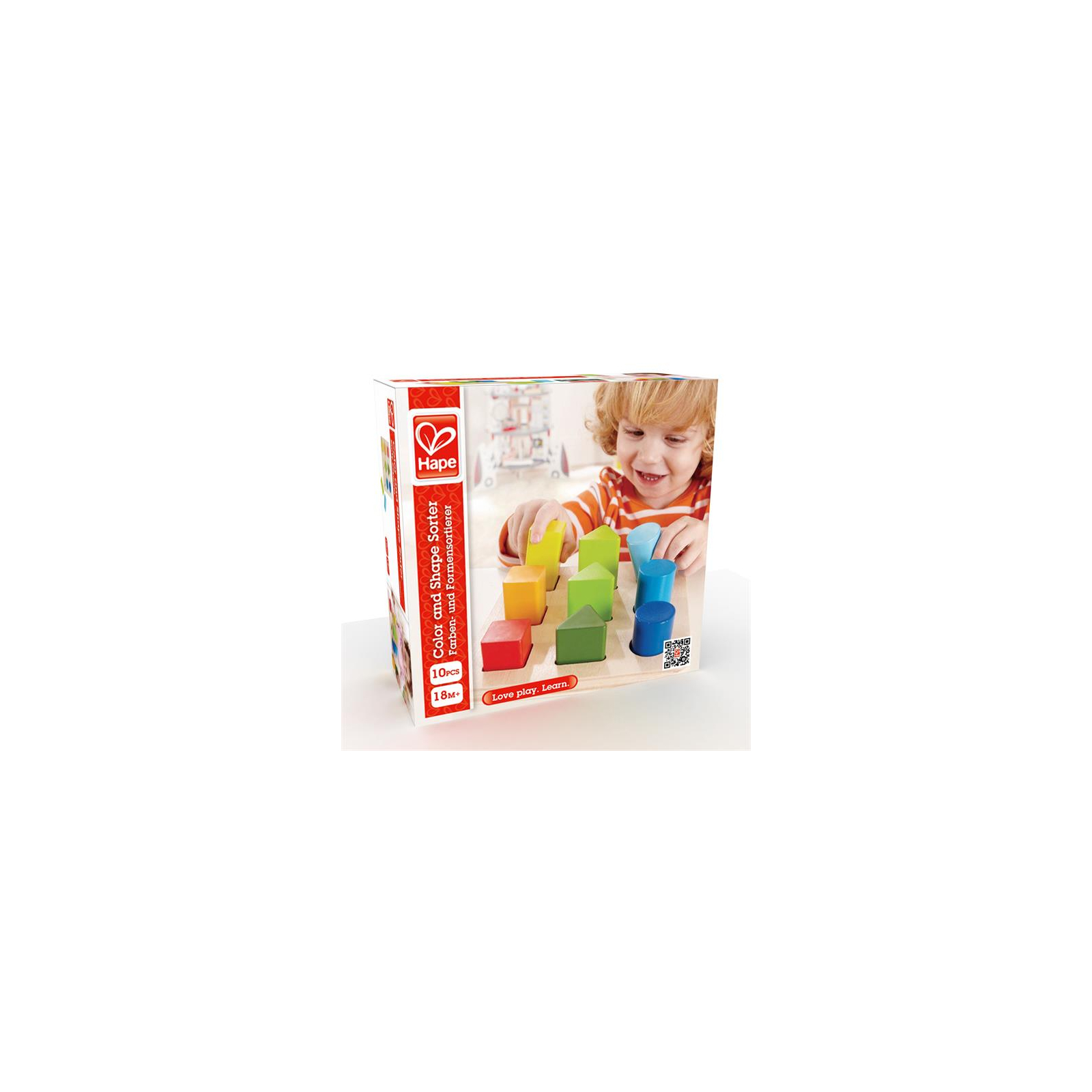 Развивающая игрушка Hape деревянный сортер Фигуры и размеры (E0426) изображение 2