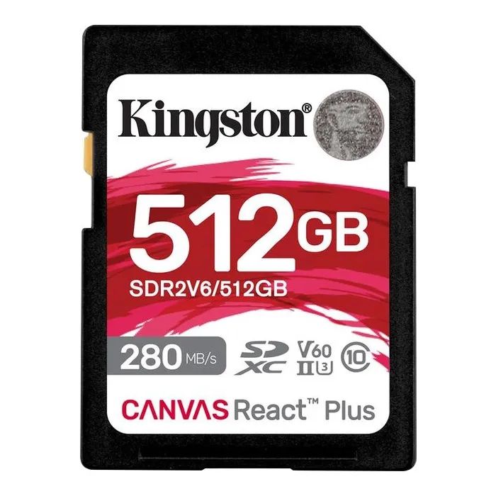 Карта памяти Kingston 512GB SDXC class 10 UHS-II U3 Canvas React Plus (SDR2V6/512GB)