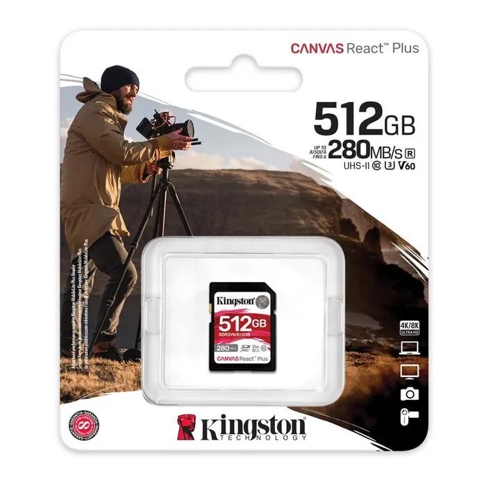 Карта памяти Kingston 512GB SDXC class 10 UHS-II U3 Canvas React Plus (SDR2V6/512GB) изображение 3