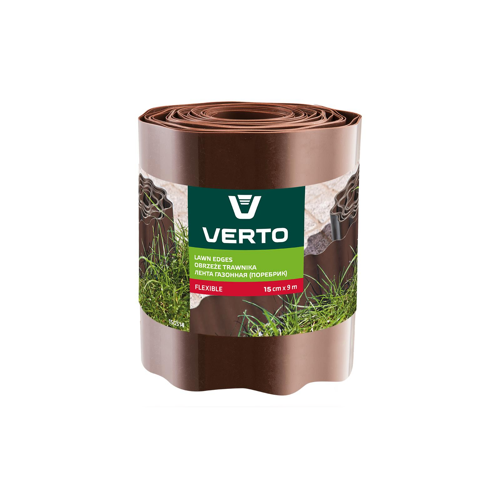 Садовое ограждение Verto лента газонная, бордюрная, волнистая, 15смх9м, коричневая (15G514)