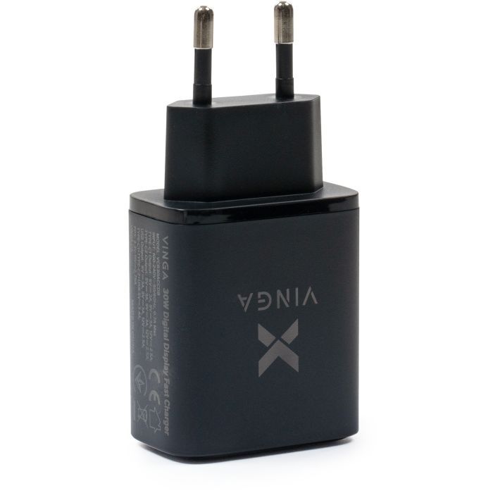 Зарядний пристрій Vinga 2xUSB-C PD30W + USB-A QC30W Display 30W Max (VCR30ACCDB) зображення 4
