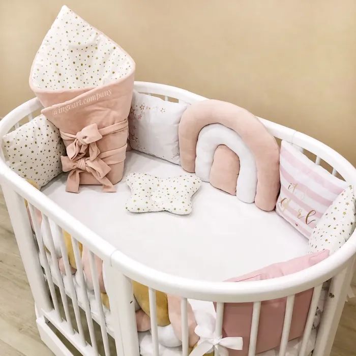 Детский постельный набор Ingvart Радуга пудровая в кроватку Nika (42300-1)