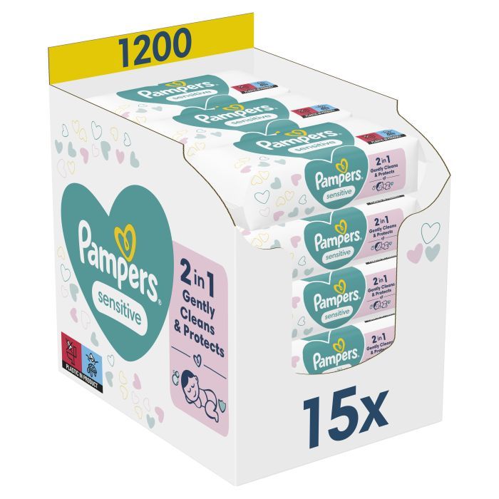 Детские влажные салфетки Pampers Sensitive 15 x 80 шт. (8001841063188)