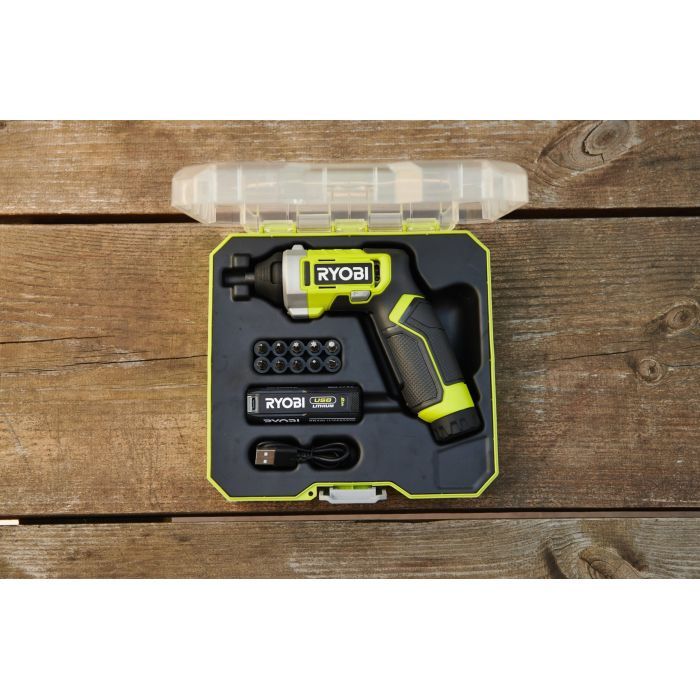 Викрутка акумуляторна Ryobi RSD4-120T 4В, USB, Lithium, 1х2Ah, 5Нм, 200об/хв, кейс, 10 насадок (5133006210) зображення 3