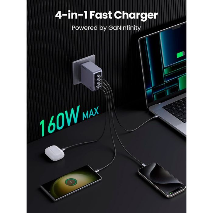 Зарядное устройство Ugreen 4xUSB 160W (3xUSB-C + USB-A) Gan Nexode Pro X763 (25877) изображение 7