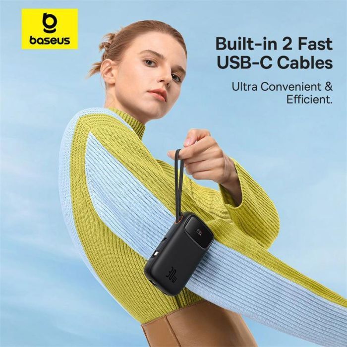 Батарея универсальная Baseus QPow2 20000mAh 30W, with 2*Type-C Cable, White (P10055009213-00) изображение 5