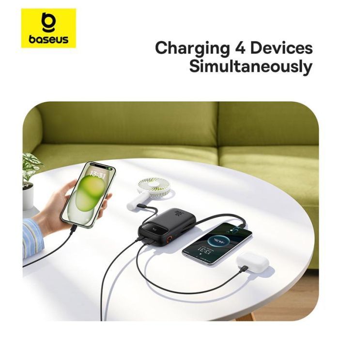 Батарея универсальная Baseus QPow2 20000mAh 30W, with 2*Type-C Cable, White (P10055009213-00) изображение 7